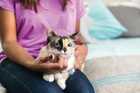 Girl holding a cat